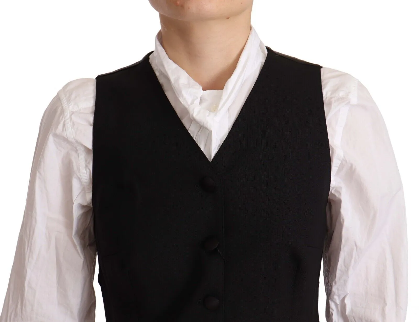 Dolce & Gabbana Women's Elegant Black Wool Blend Waistcoat