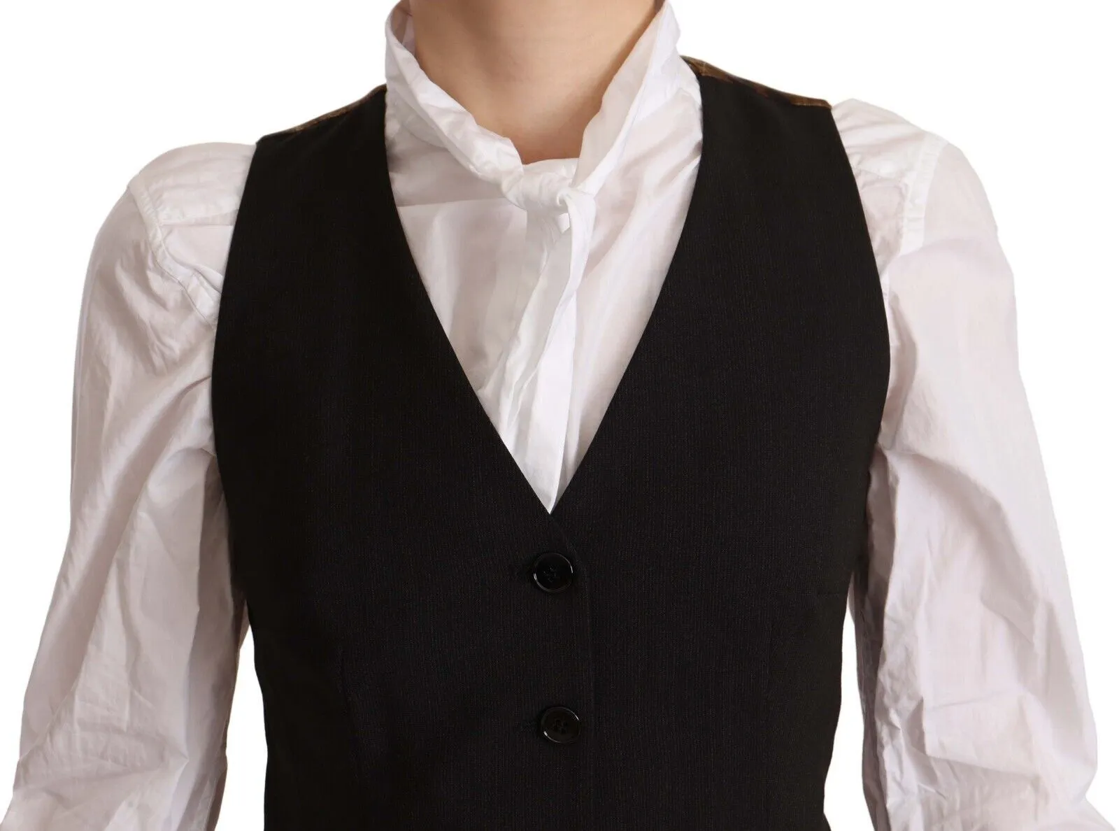 Dolce & Gabbana Women's Elegant Black Buttoned Vest Top