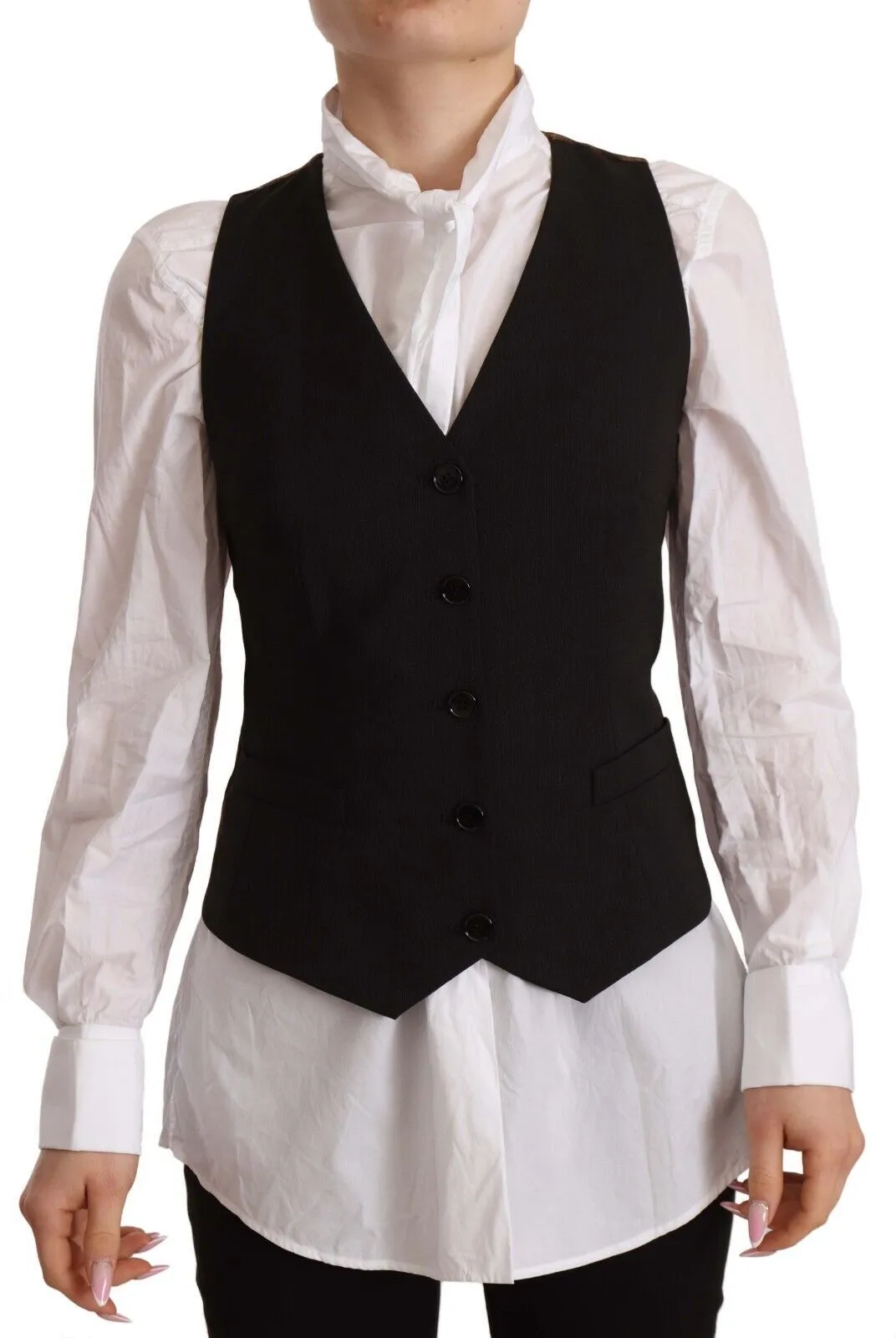 Dolce & Gabbana Women's Elegant Black Buttoned Vest Top