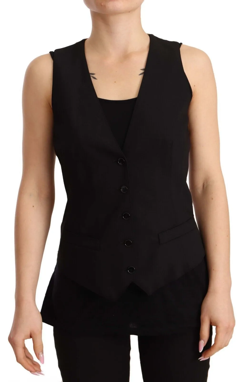 Dolce & Gabbana Women's Elegant Black Wool Blend Waistcoat