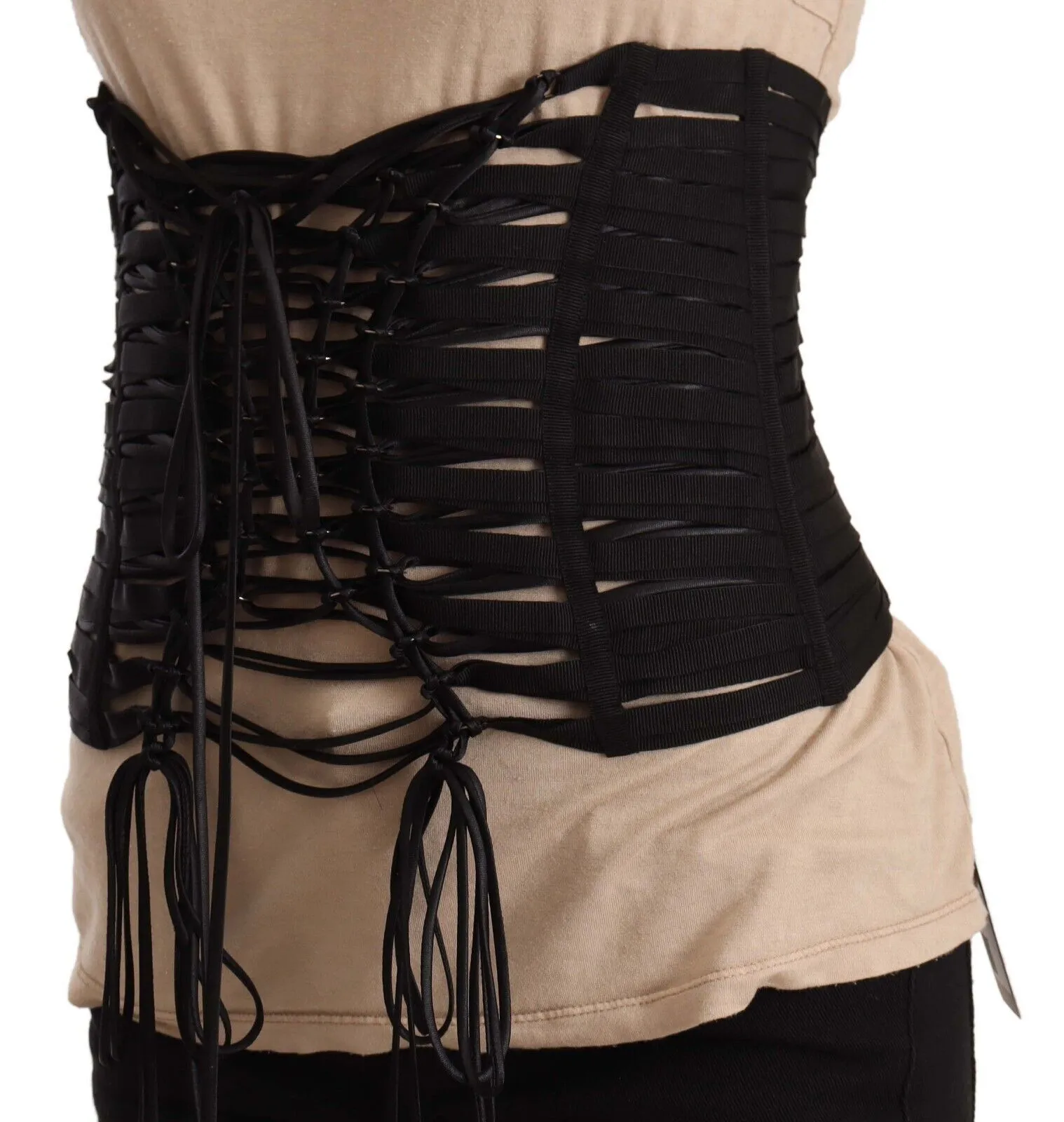 Dolce & Gabbana Women's Elegant Black Interlaced Corset Top