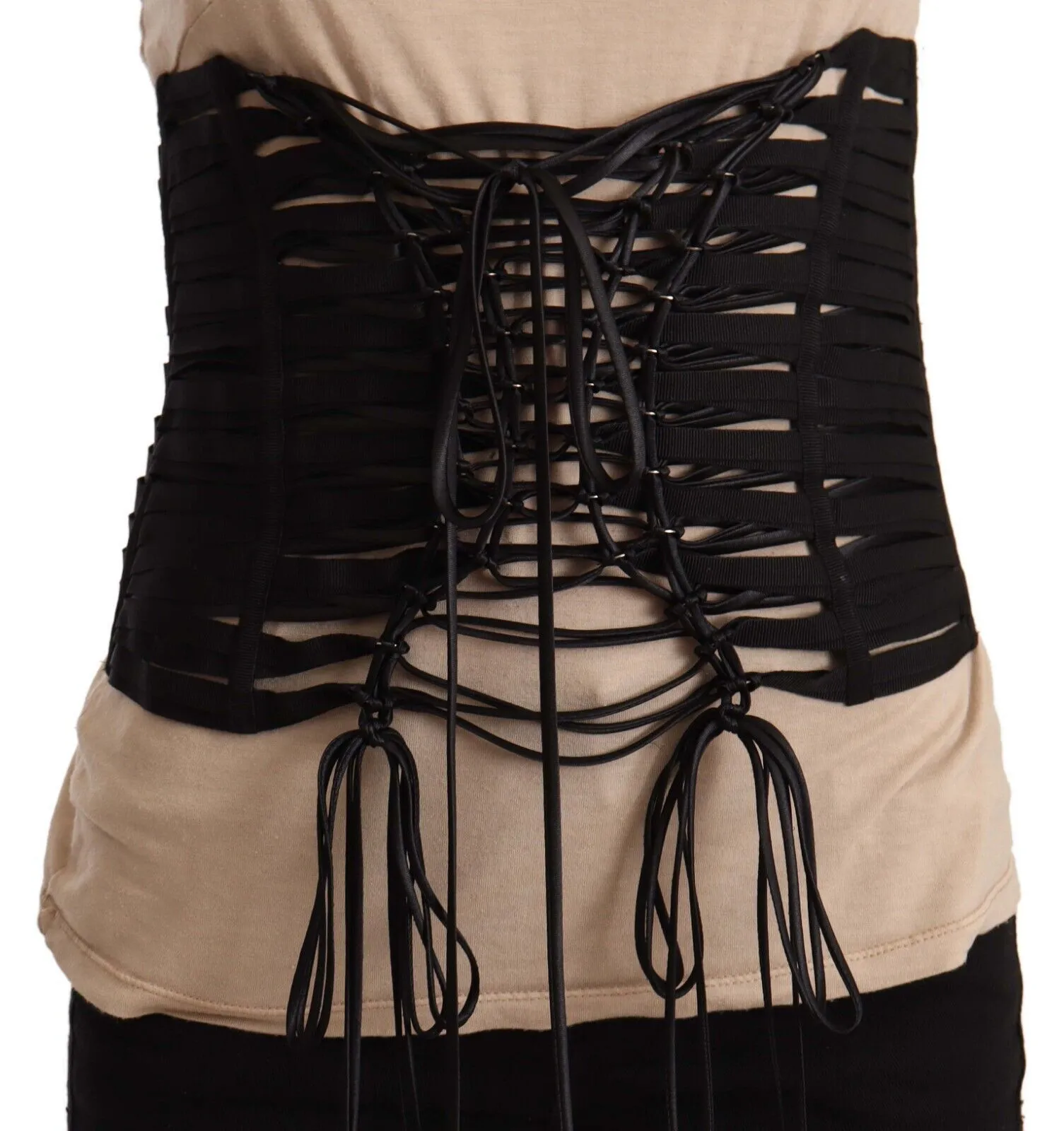 Dolce & Gabbana Women's Elegant Black Interlaced Corset Top