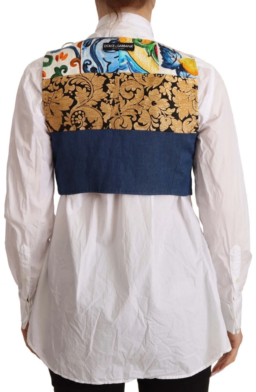 Dolce & Gabbana Women's Multicolor Cropped Vest Top with Button Accents