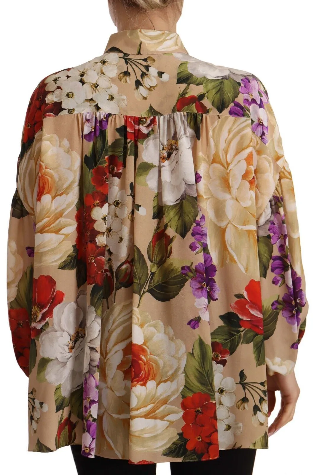 Dolce & Gabbana Women's Elegant Floral Silk Long Sleeve Top