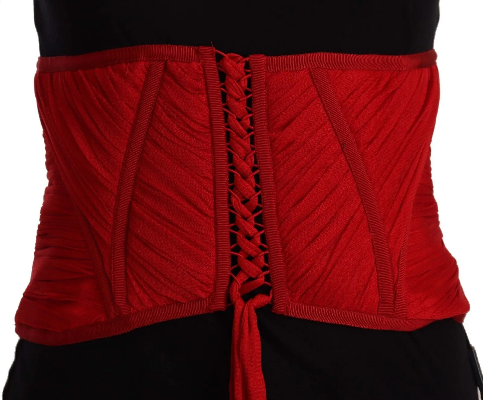 Dolce & Gabbana Women's Elegant Red Silk Corset Belt Top