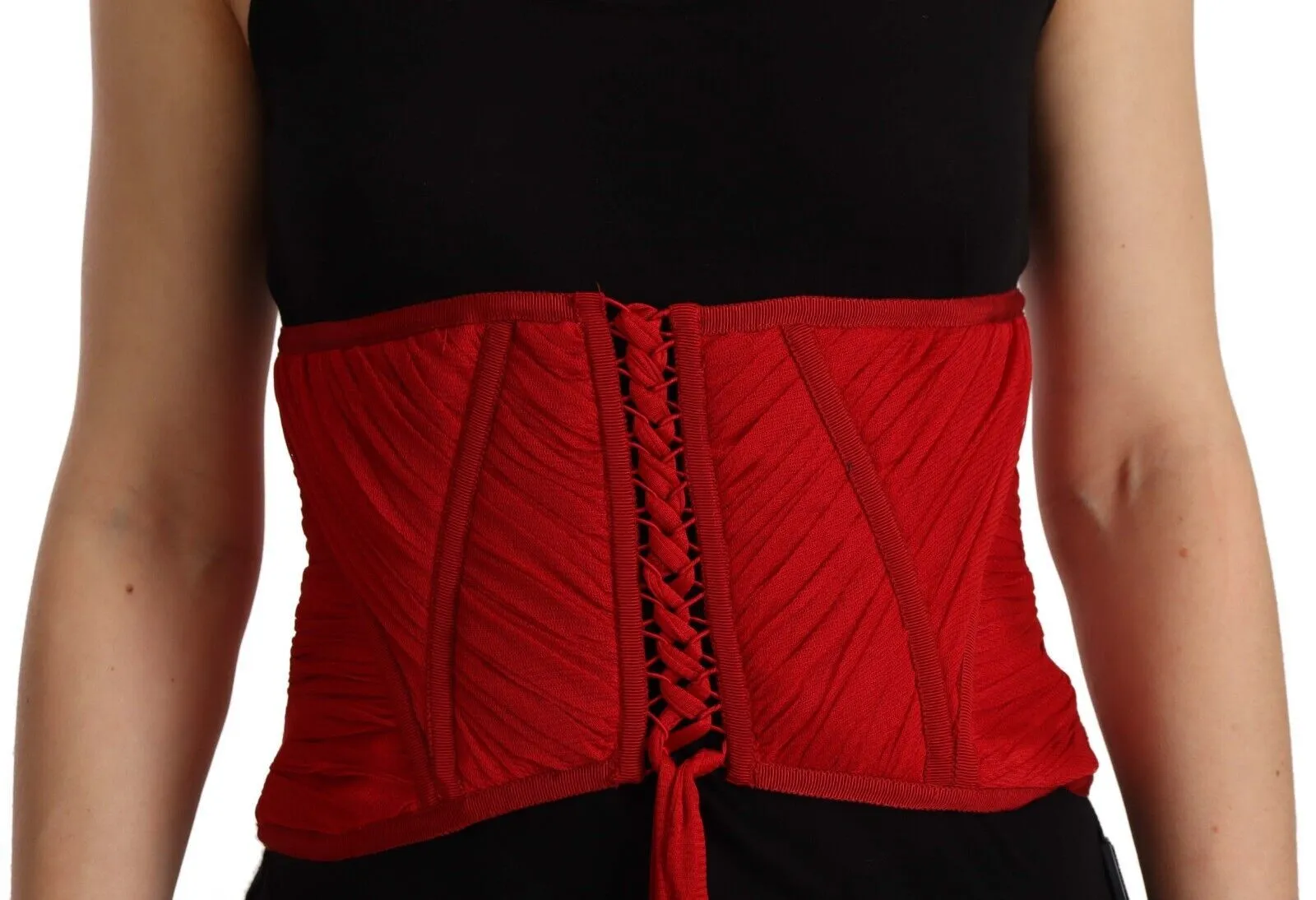 Dolce & Gabbana Women's Elegant Red Silk Corset Belt Top
