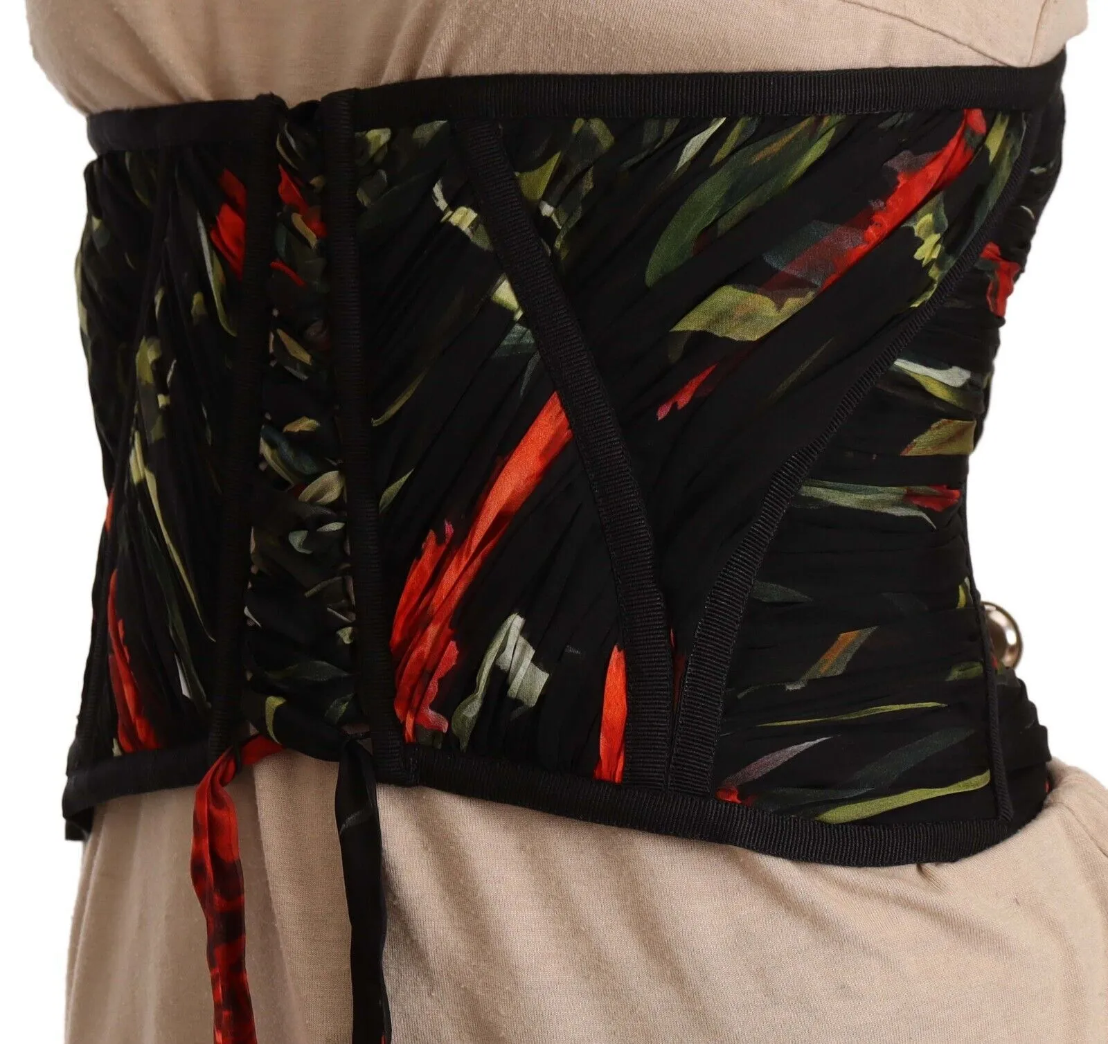 Dolce & Gabbana Women's Elegant Black Silk Corset Belt Top