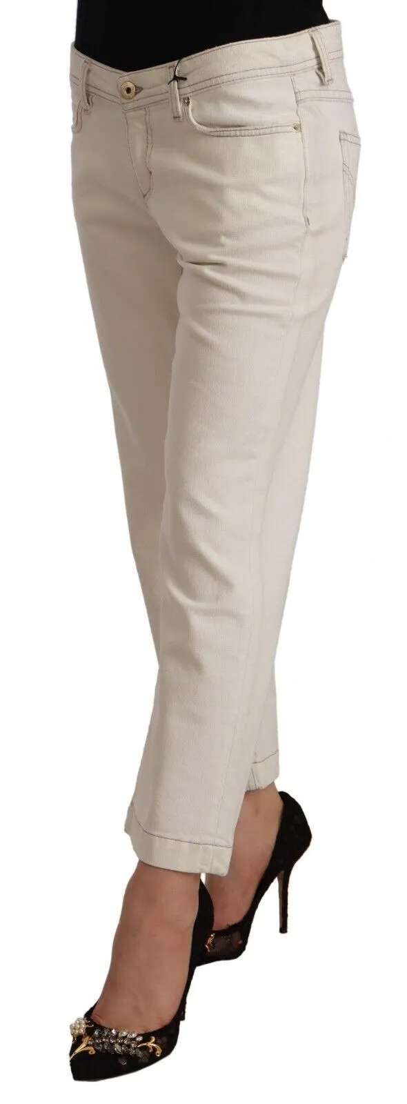 Dolce & Gabbana Women's Chic Off-White Cropped Jeans - Fashionista Must-Have