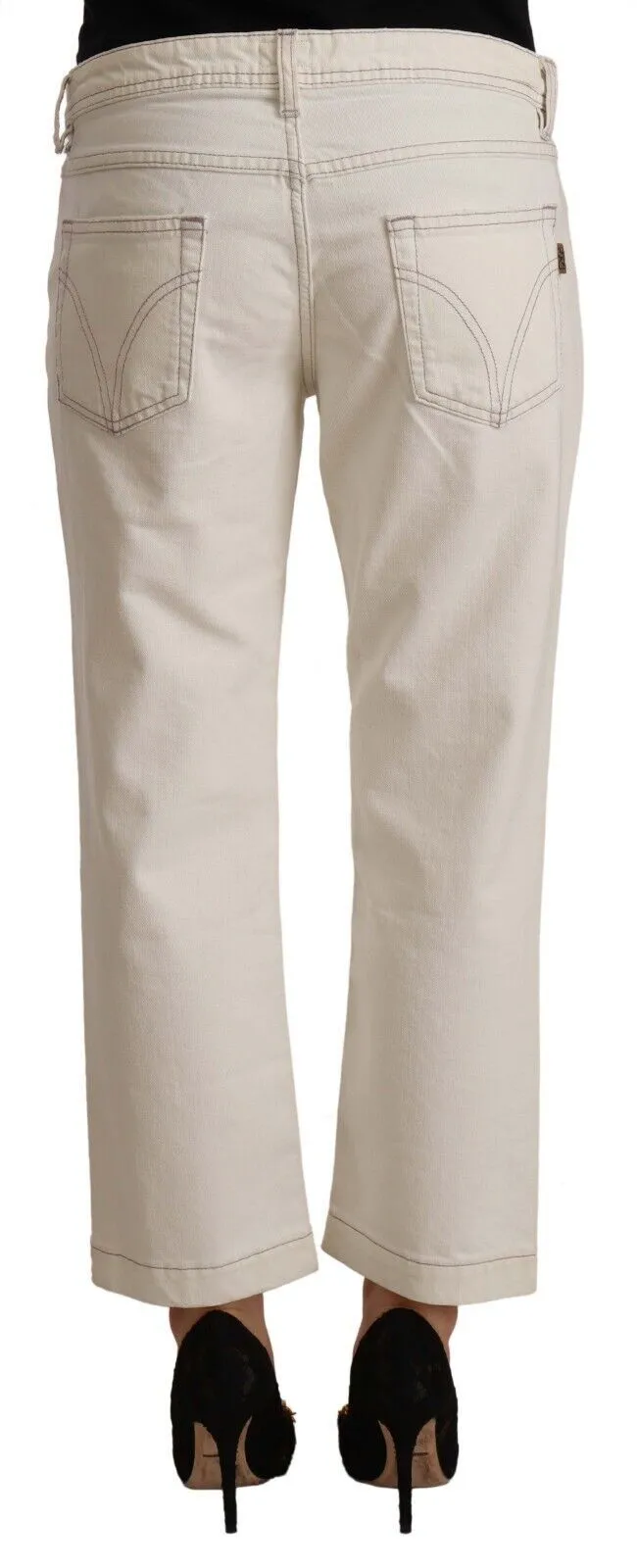 Dolce & Gabbana Women's Chic Off-White Cropped Jeans - Fashionista Must-Have