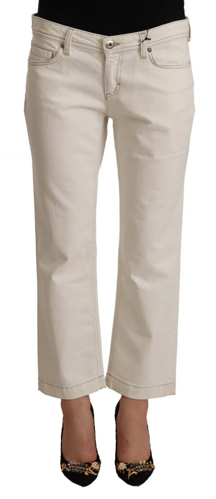 Dolce & Gabbana Women's Chic Off-White Cropped Jeans - Fashionista Must-Have