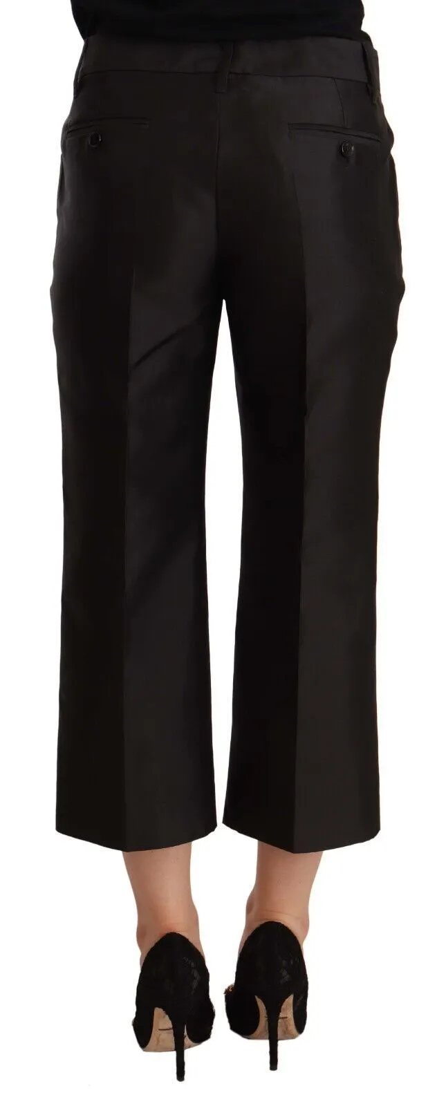 Dolce & Gabbana Women's Chic Silk Cropped Trousers in Timeless Black