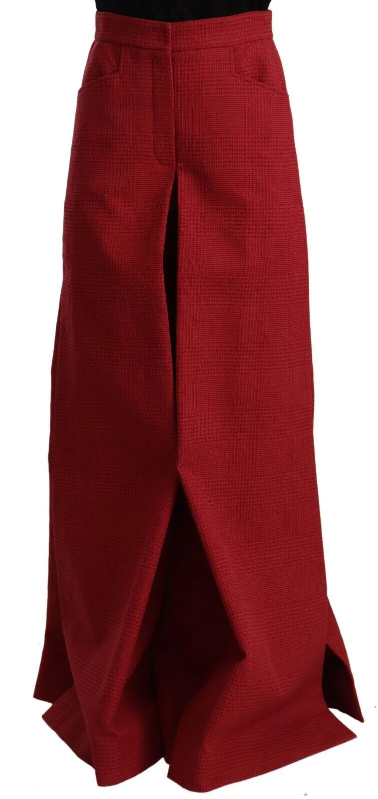 Dolce & Gabbana Women's Elegant High Waist Wide Leg Pants in Red