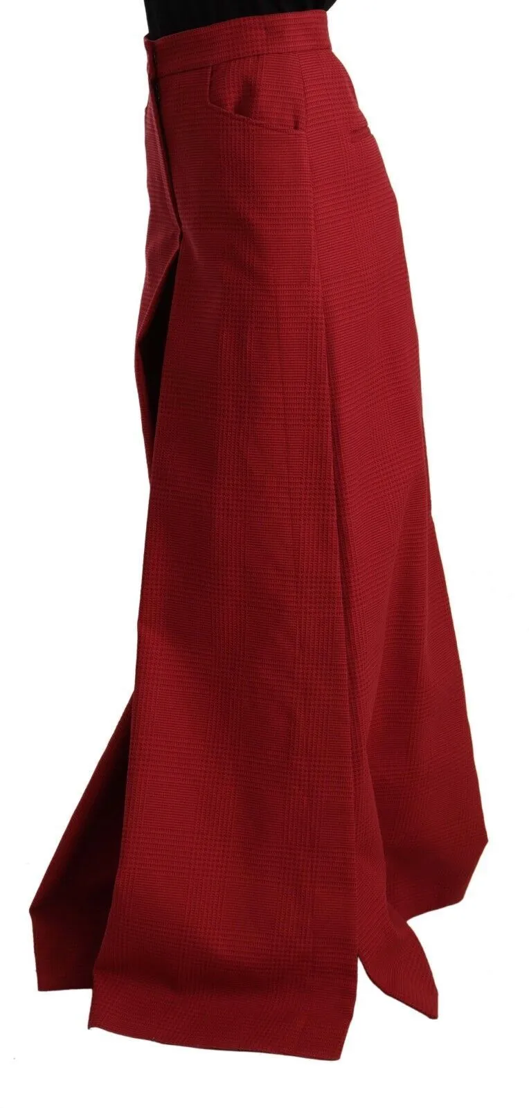 Dolce & Gabbana Women's Elegant High Waist Wide Leg Pants in Red