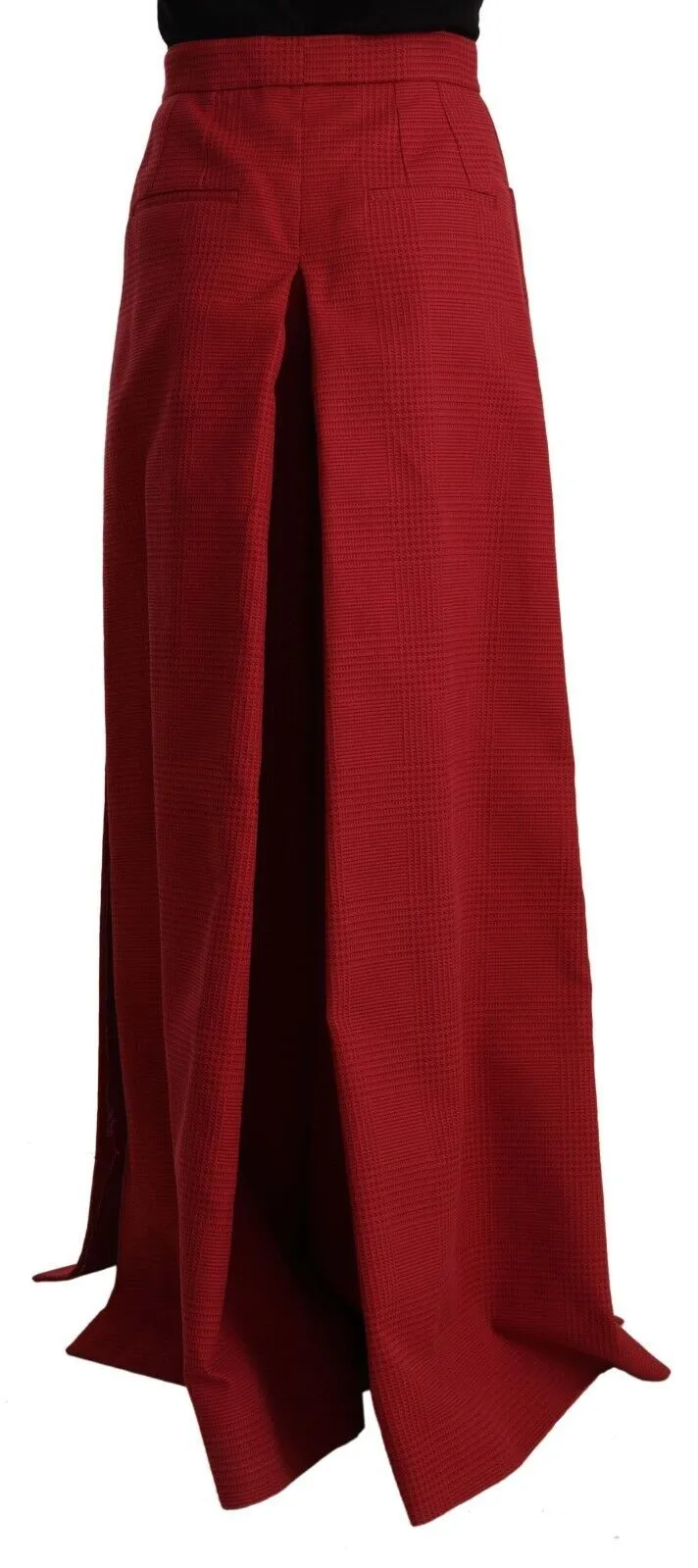 Dolce & Gabbana Women's Elegant High Waist Wide Leg Pants in Red