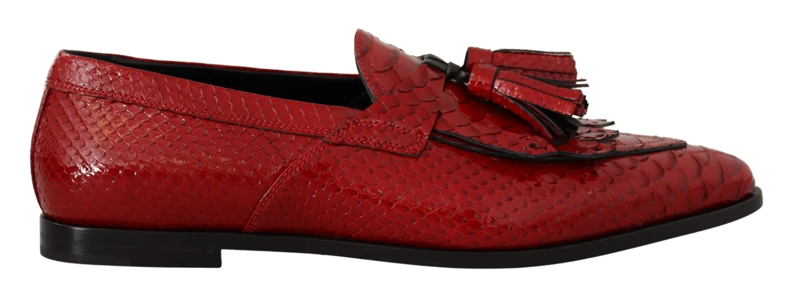 Dolce & Gabbana Men's Red Exotic Leather Formal Slide Shoes