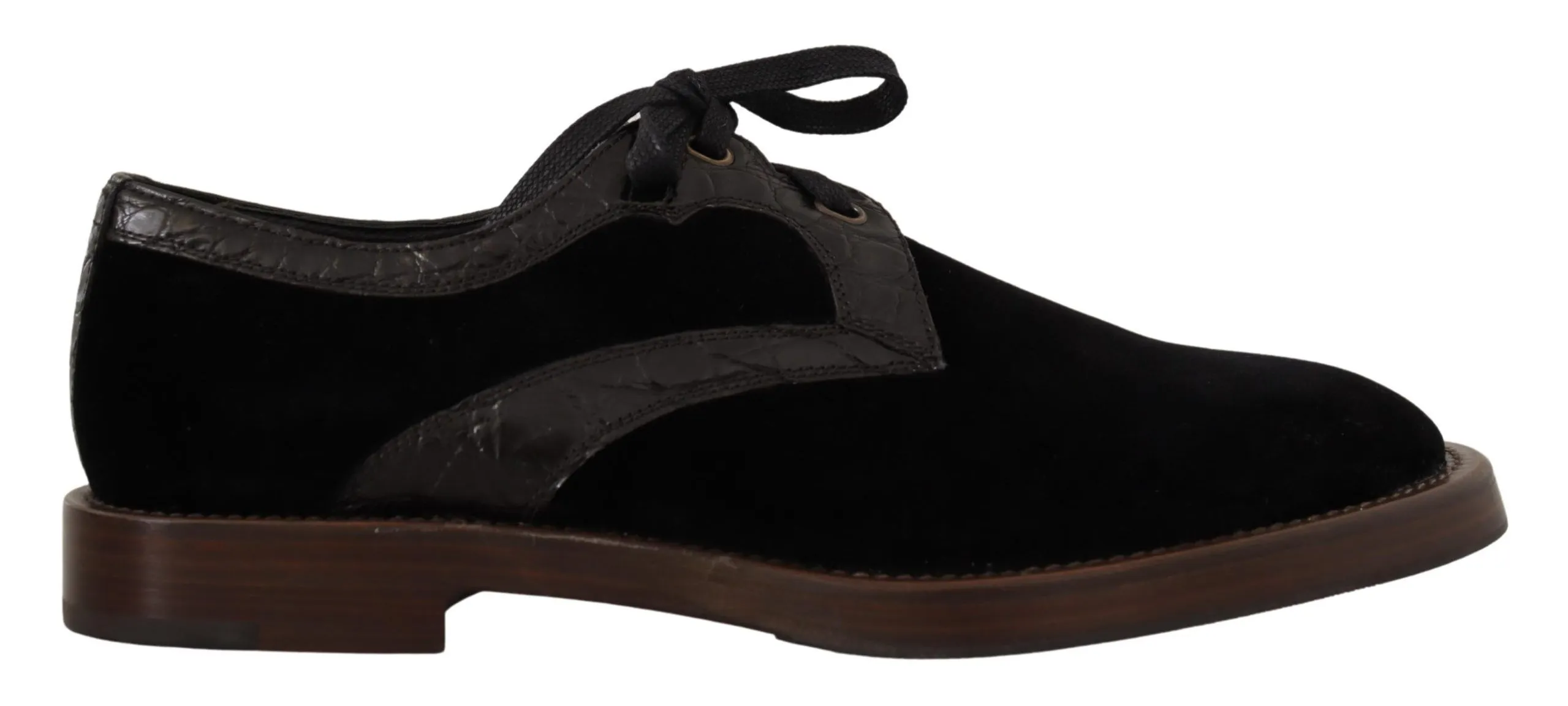Dolce & Gabbana Men's Elegant Black Velvet & Exotic Leather Dress Shoes