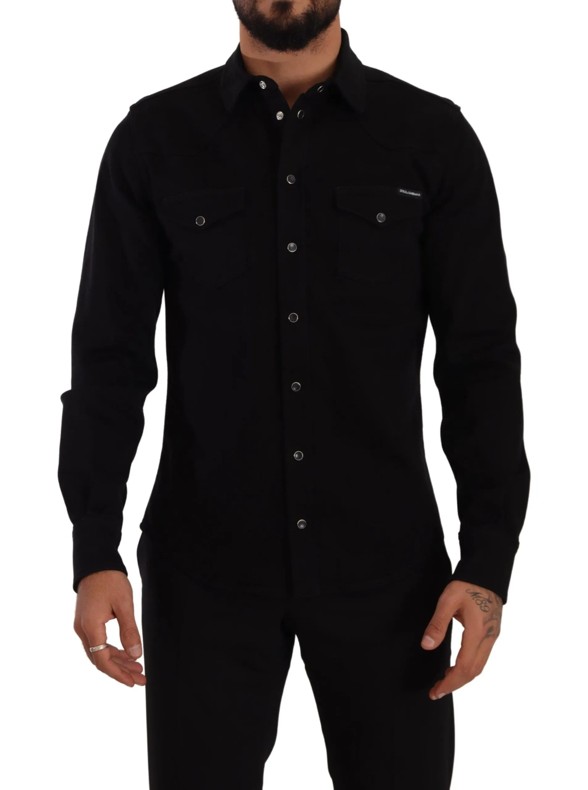 Dolce & Gabbana Men's Slim Fit Casual Black Designer Shirt