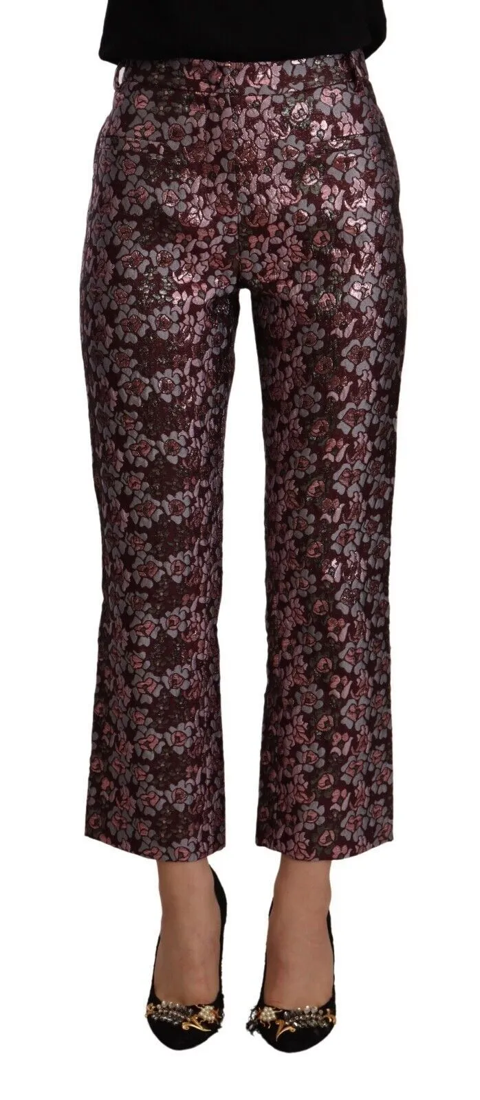 House of Holland Women's High Waist Jacquard Flared Cropped Trousers