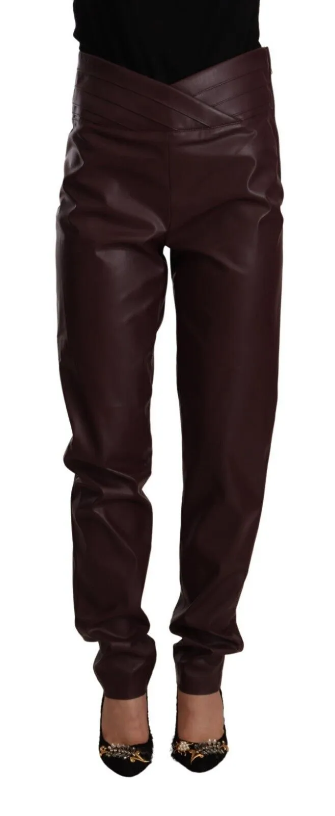 Patrizia Pepe Women's High Waist Skinny Trousers in Dark Brown