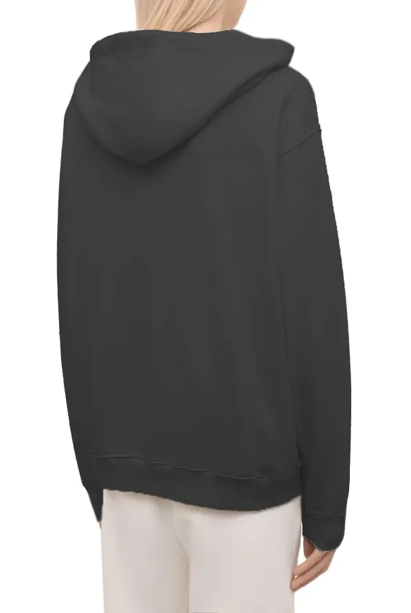 Comme Des Fuckdown Women's Chic Gray Logo Hooded Sweatshirt with Zip Closure