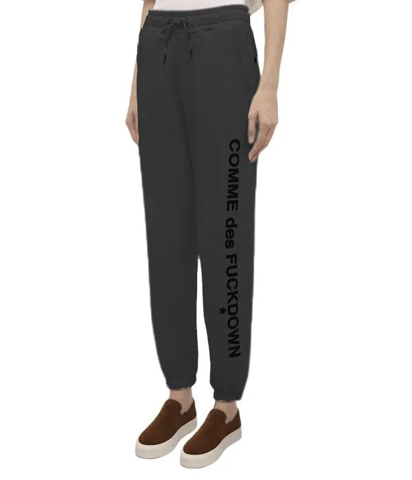 Comme Des Fuckdown Women's Chic Gray Logo Print Drawstring Tracksuit Trousers