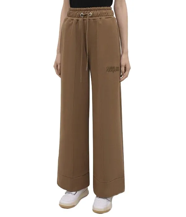 Comme Des Fuckdown Women's Chic Brown Cotton Sweatpants with Front Seam
