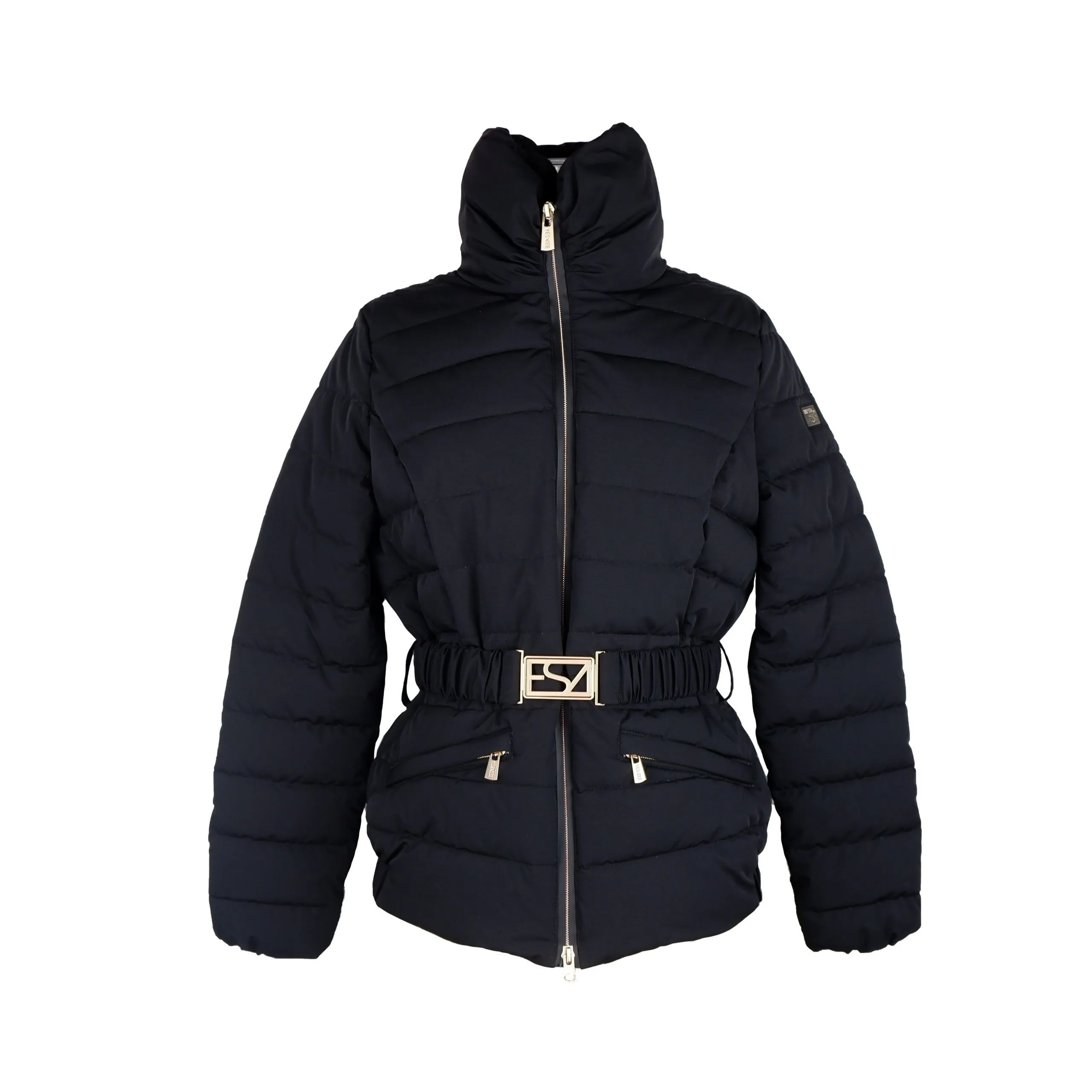 Yes Zee Women's Chic Black Zip-Up Jacket with Logo Accents