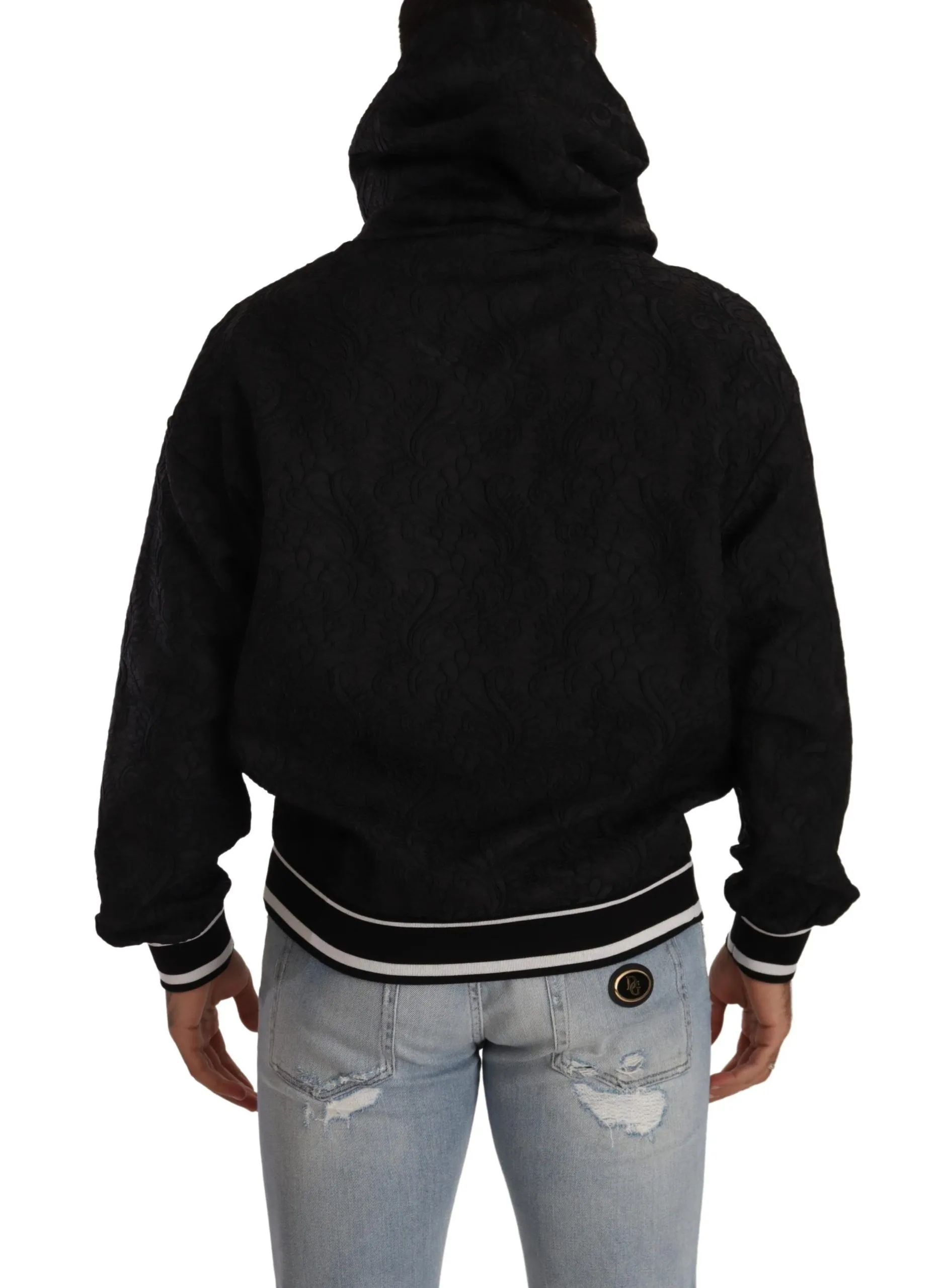 Dolce & Gabbana Men's Elegant Black Logo Detailed Hooded Sweatshirt