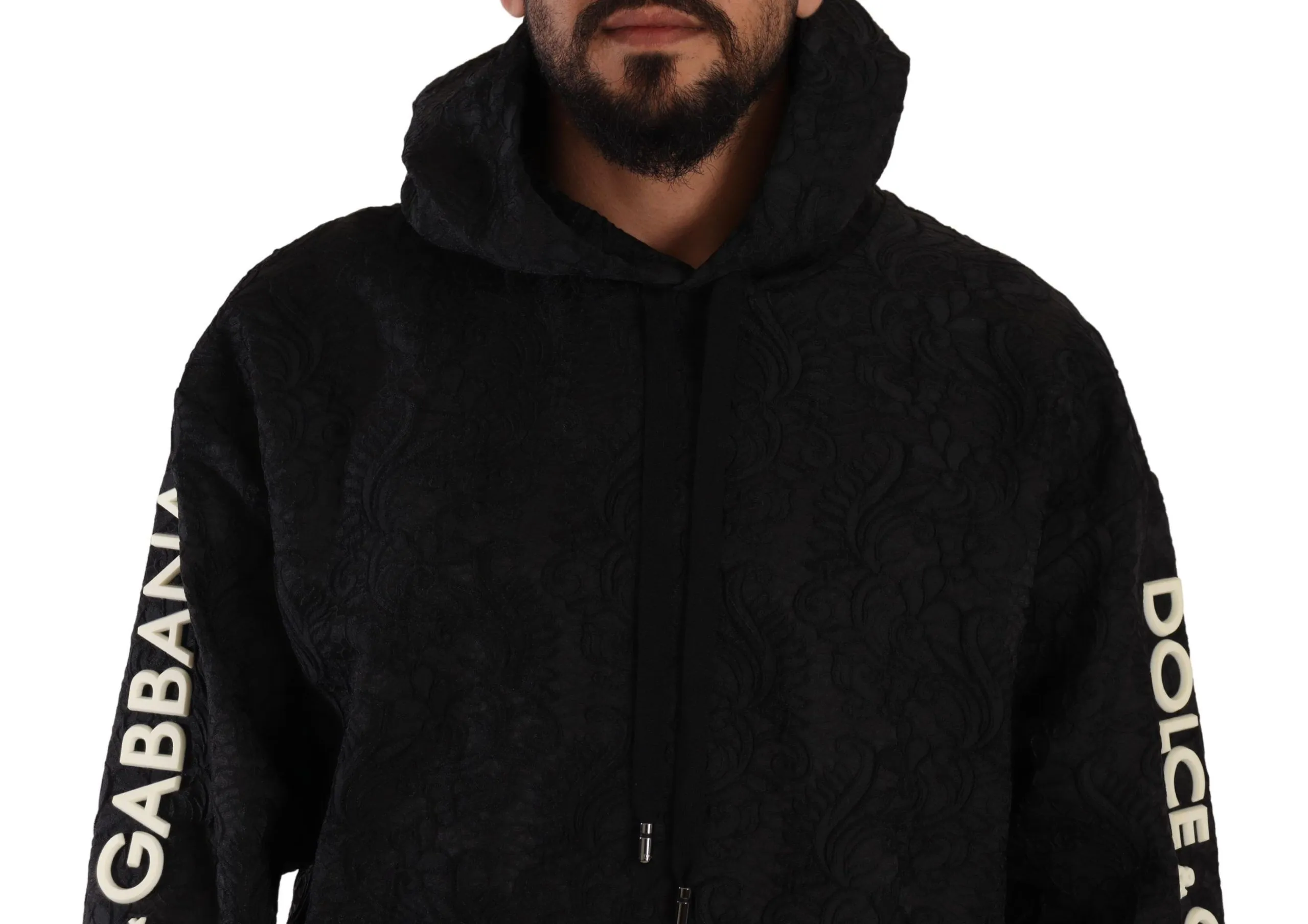 Dolce & Gabbana Men's Elegant Black Logo Detailed Hooded Sweatshirt