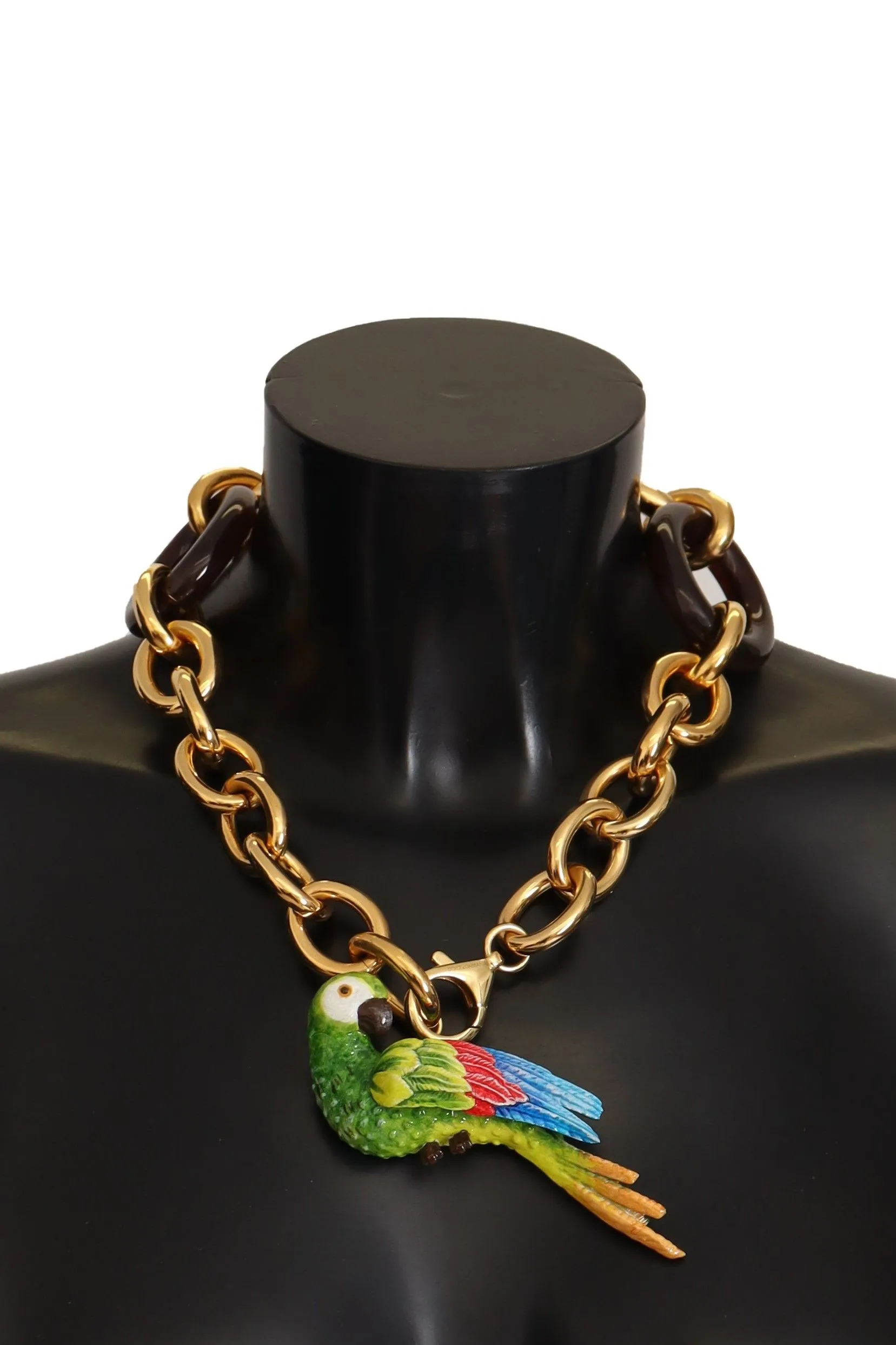Dolce & Gabbana Women's Champagne Crystal Parrot Charm Necklace