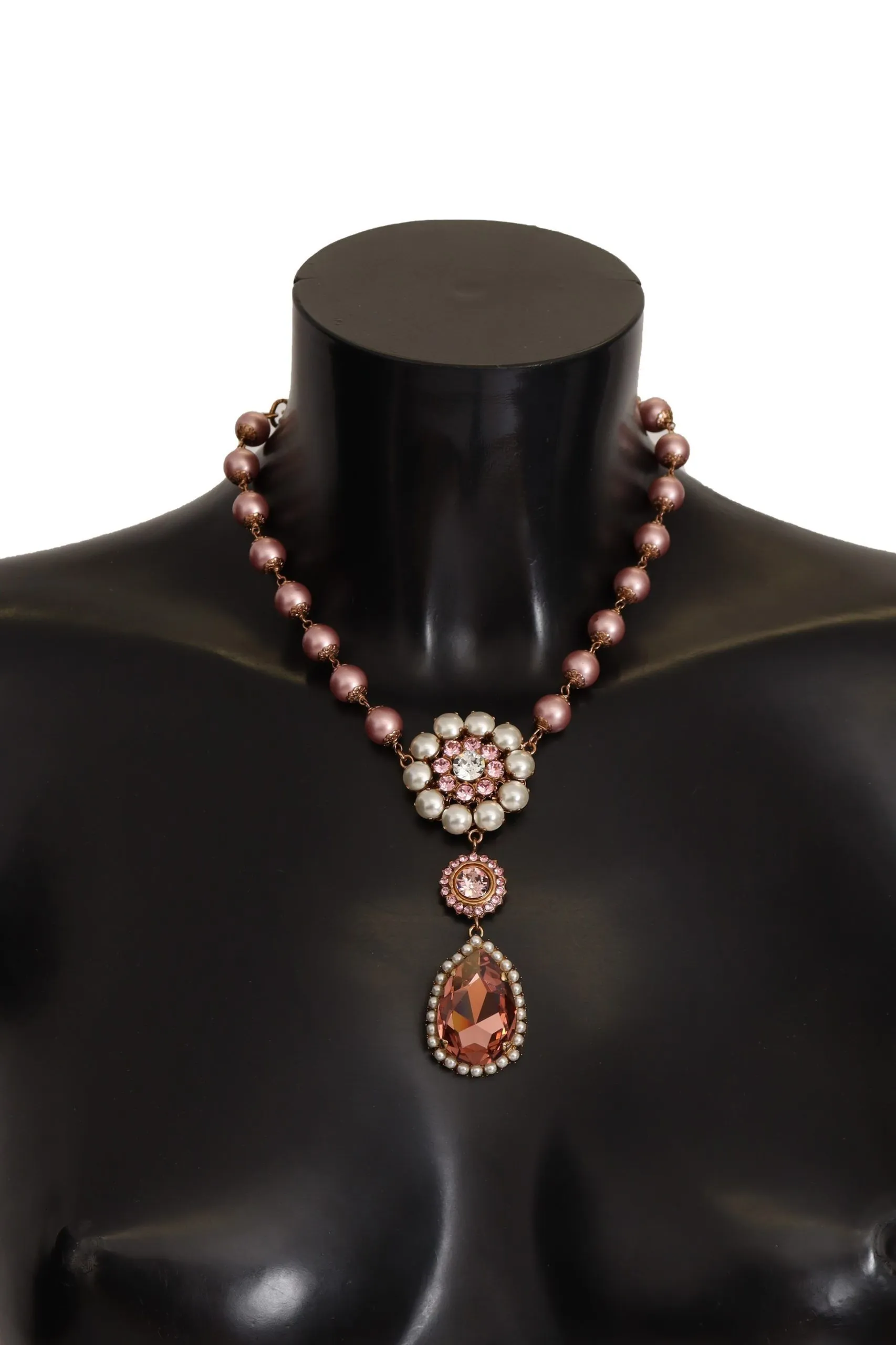Dolce & Gabbana Women's Elegant Gold Tone Faux Pearl Charm Necklace