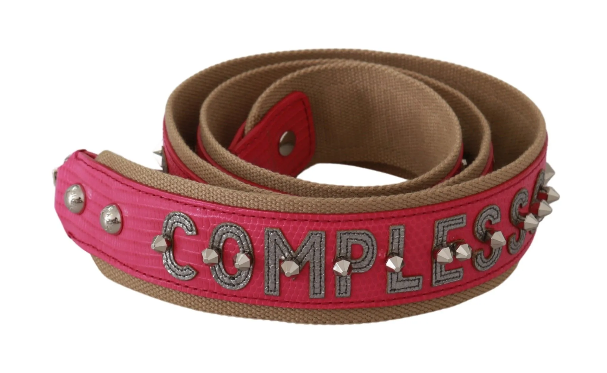 Dolce & Gabbana Women's Pink Leather Shoulder Strap with Silver Details