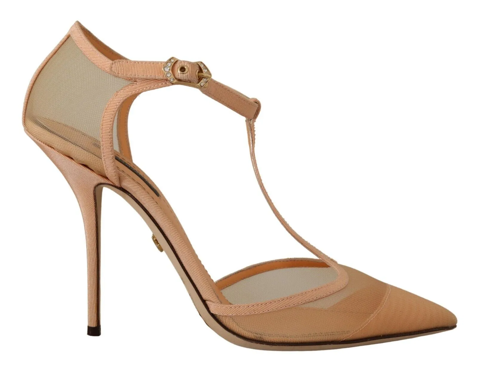 Dolce & Gabbana Women's Elegant Beige Mesh T-Strap Pumps
