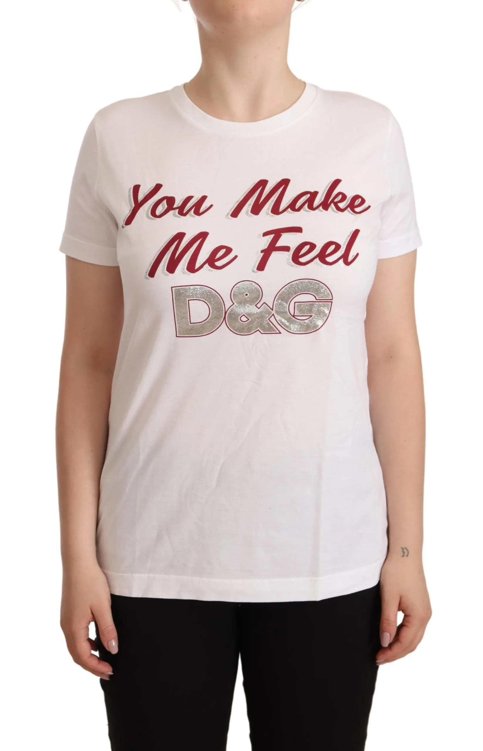 Dolce & Gabbana Women's Chic White Cotton Tee with D&G Motif