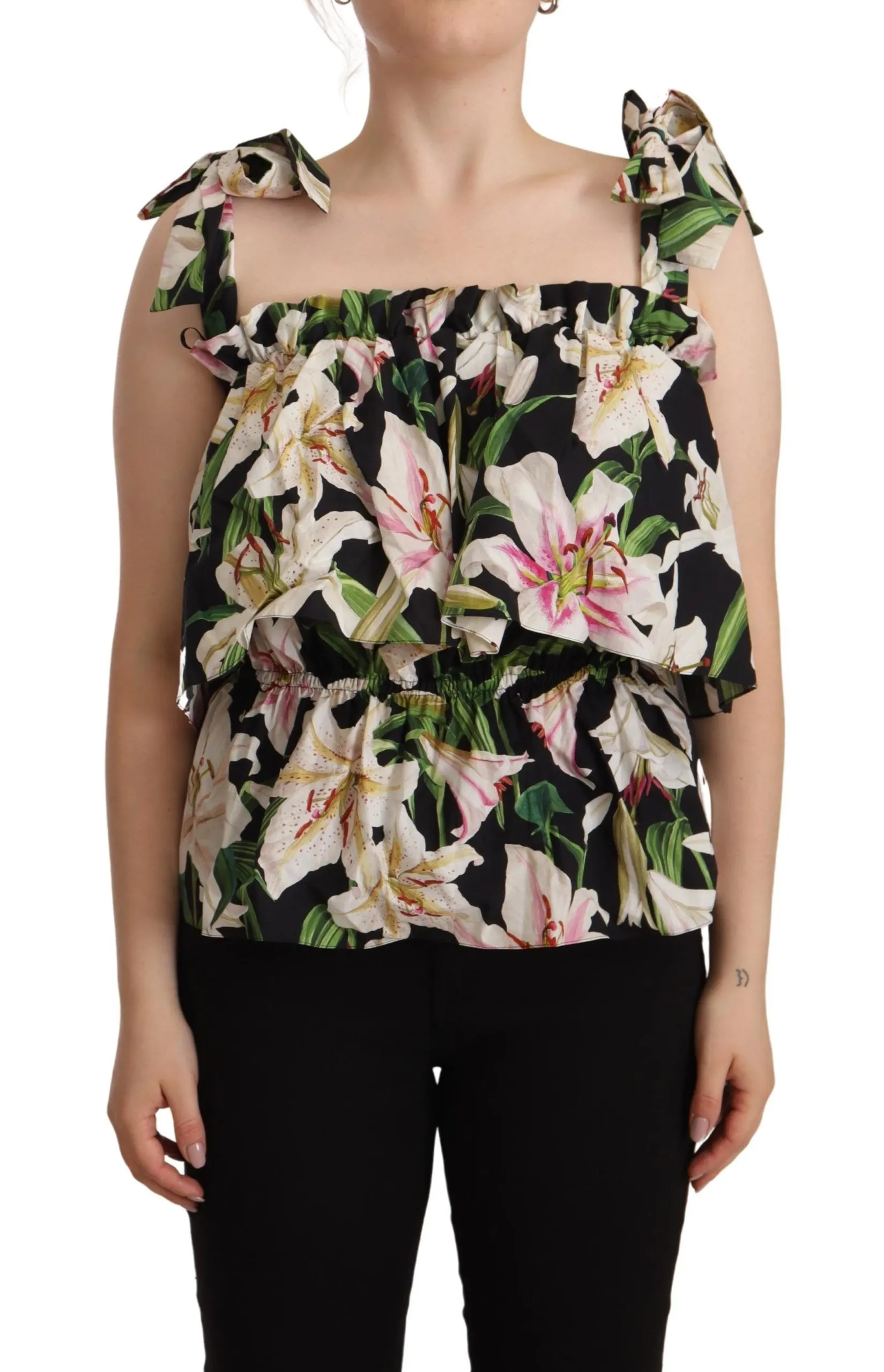 Dolce & Gabbana Women's Elegant Sleeveless Floral Cotton Top