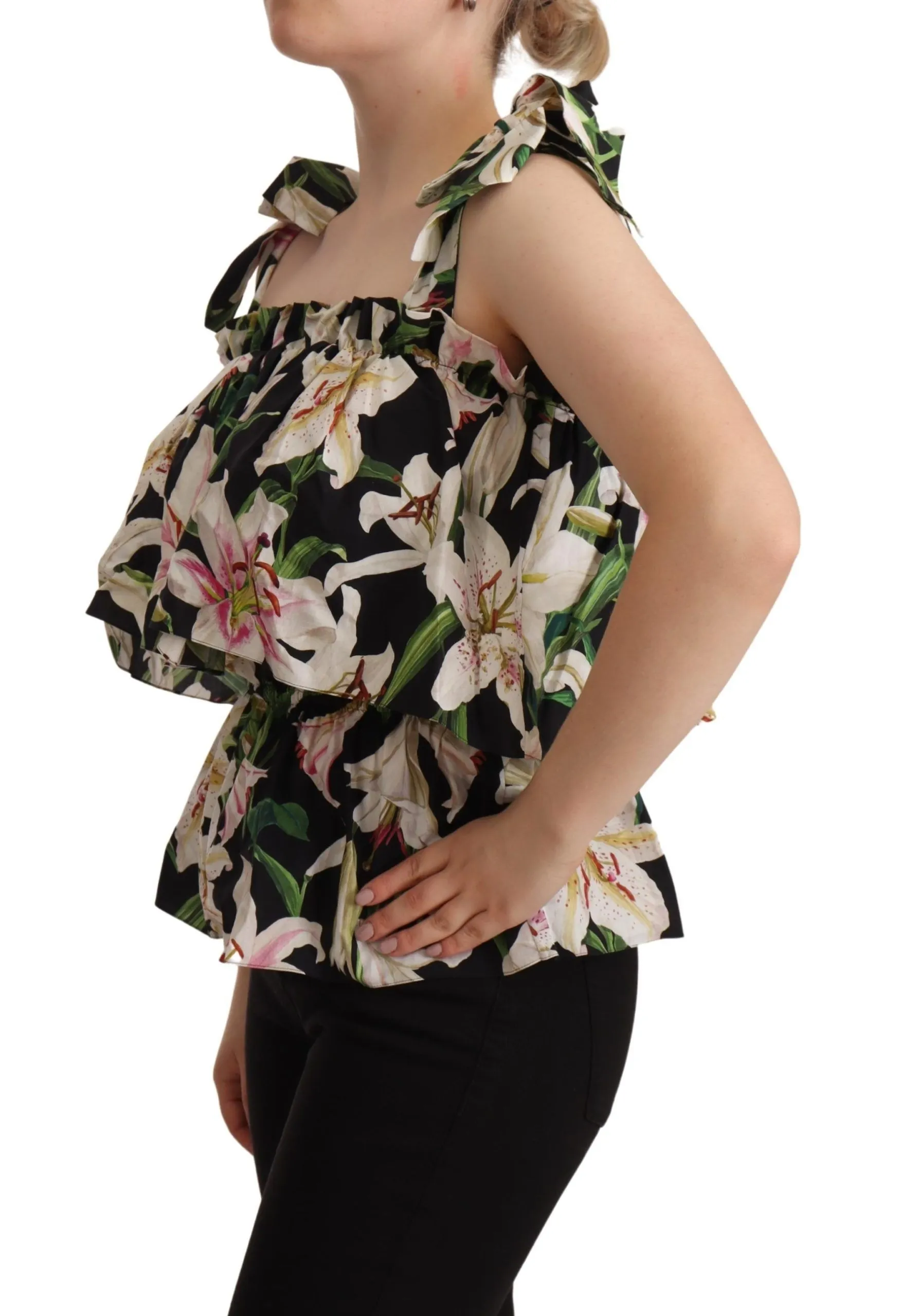 Dolce & Gabbana Women's Elegant Sleeveless Floral Cotton Top