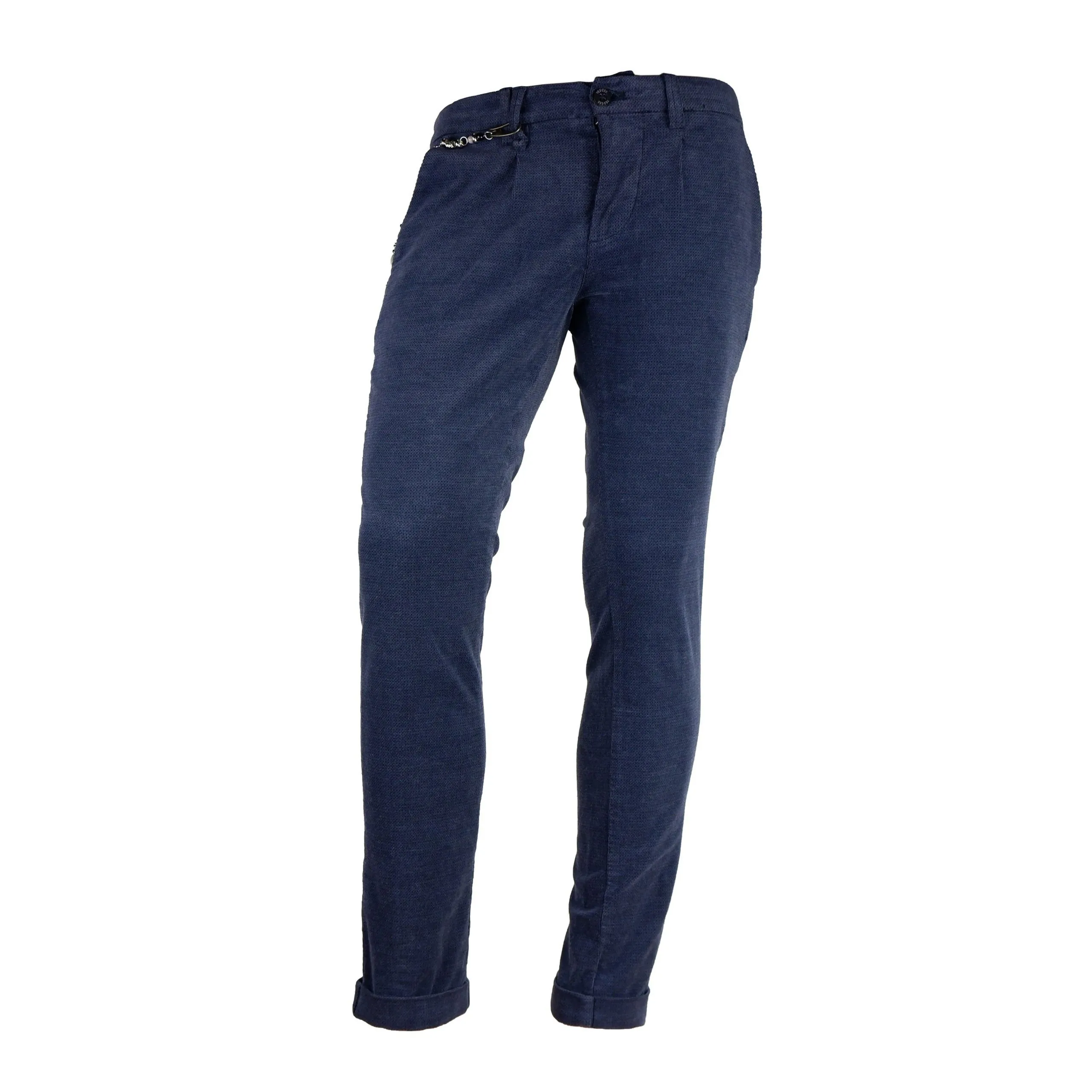 Yes Zee Blue Cotton Men Trouser