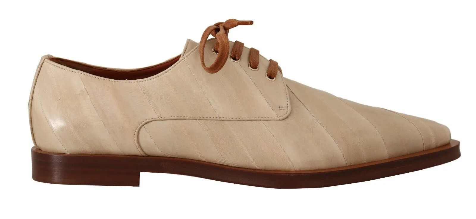 Dolce & Gabbana Women's Elegant Beige Eel Leather Formal Flats