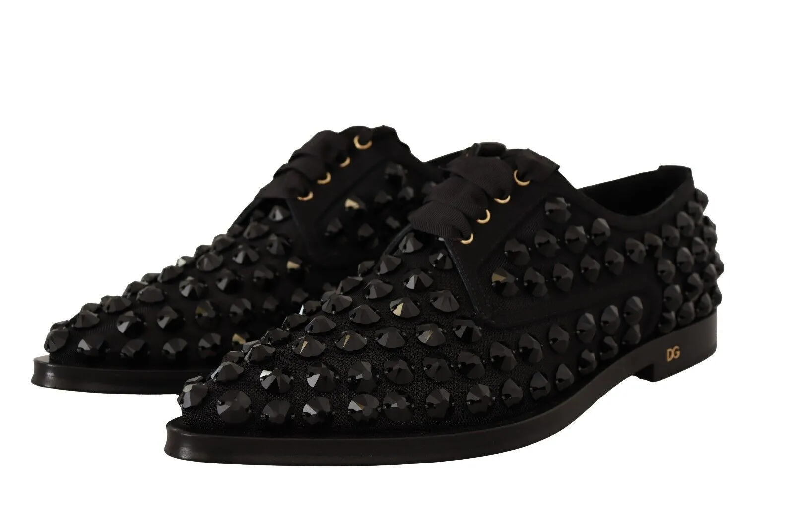 Dolce & Gabbana Women's Elegant Gros Grain Lace-Up Jeweled Flats