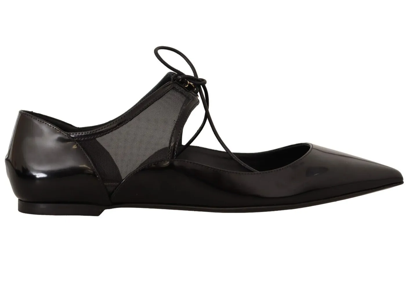 Dolce & Gabbana Women's Elegant Pointed Toe Lace-Up Ballerina Flats