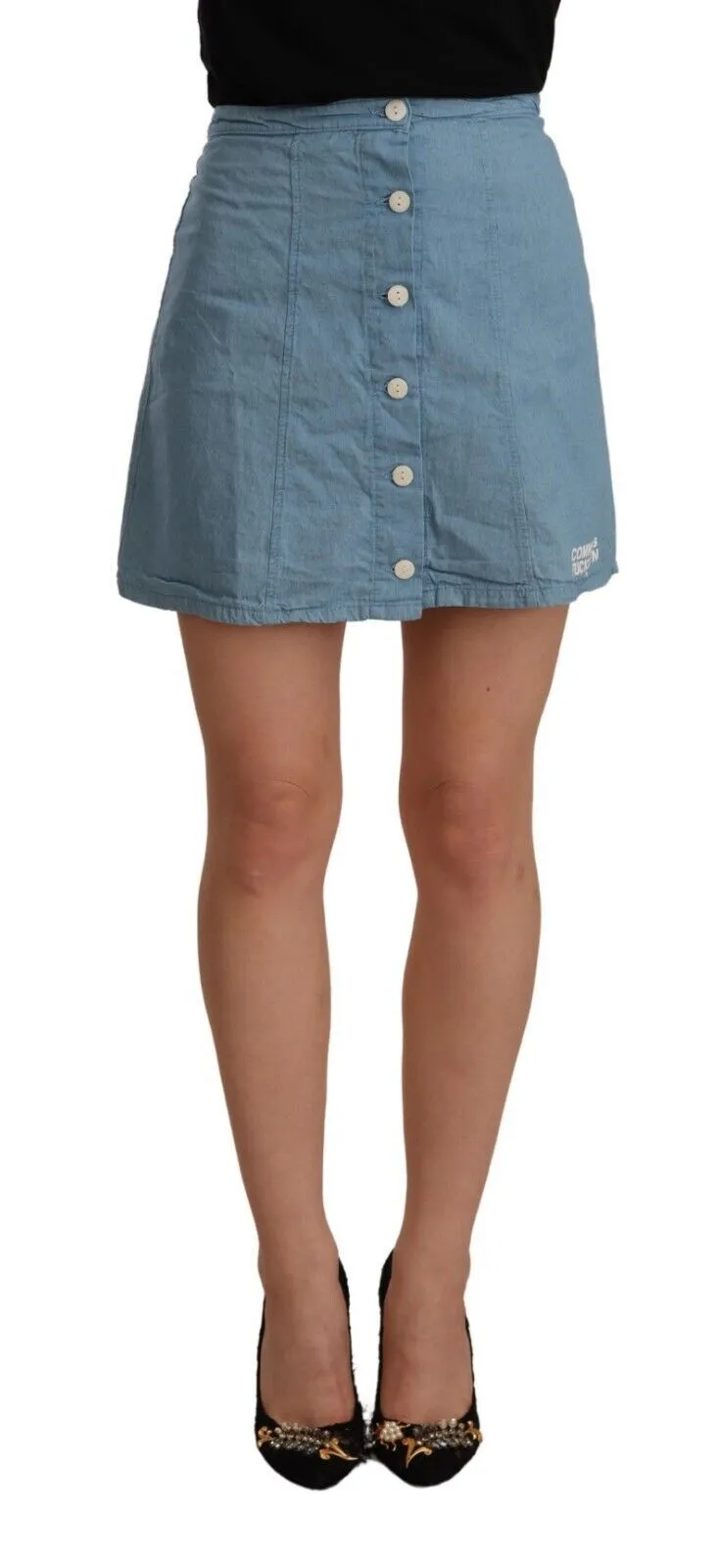 Comme Des Fuckdown Women's Chic High Waist Blue A-Line Mini Skirt