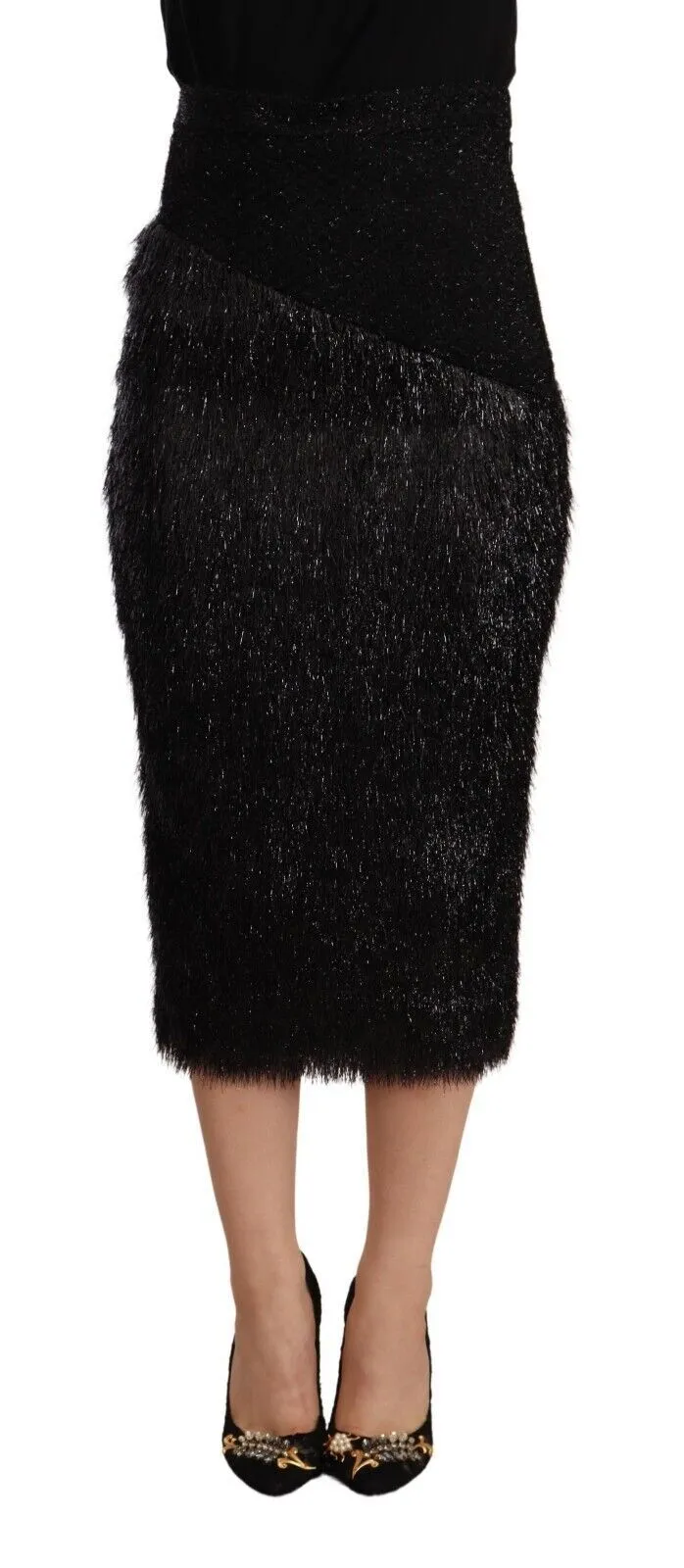 Masha Ma Women's Elegant High Waist Pencil Midi Skirt