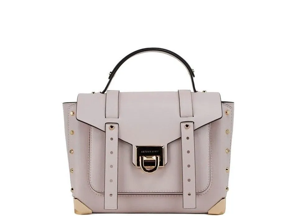 Michael Kors Women's Manhattan Medium Powder Blush Leather Top Handle Satchel Handbag