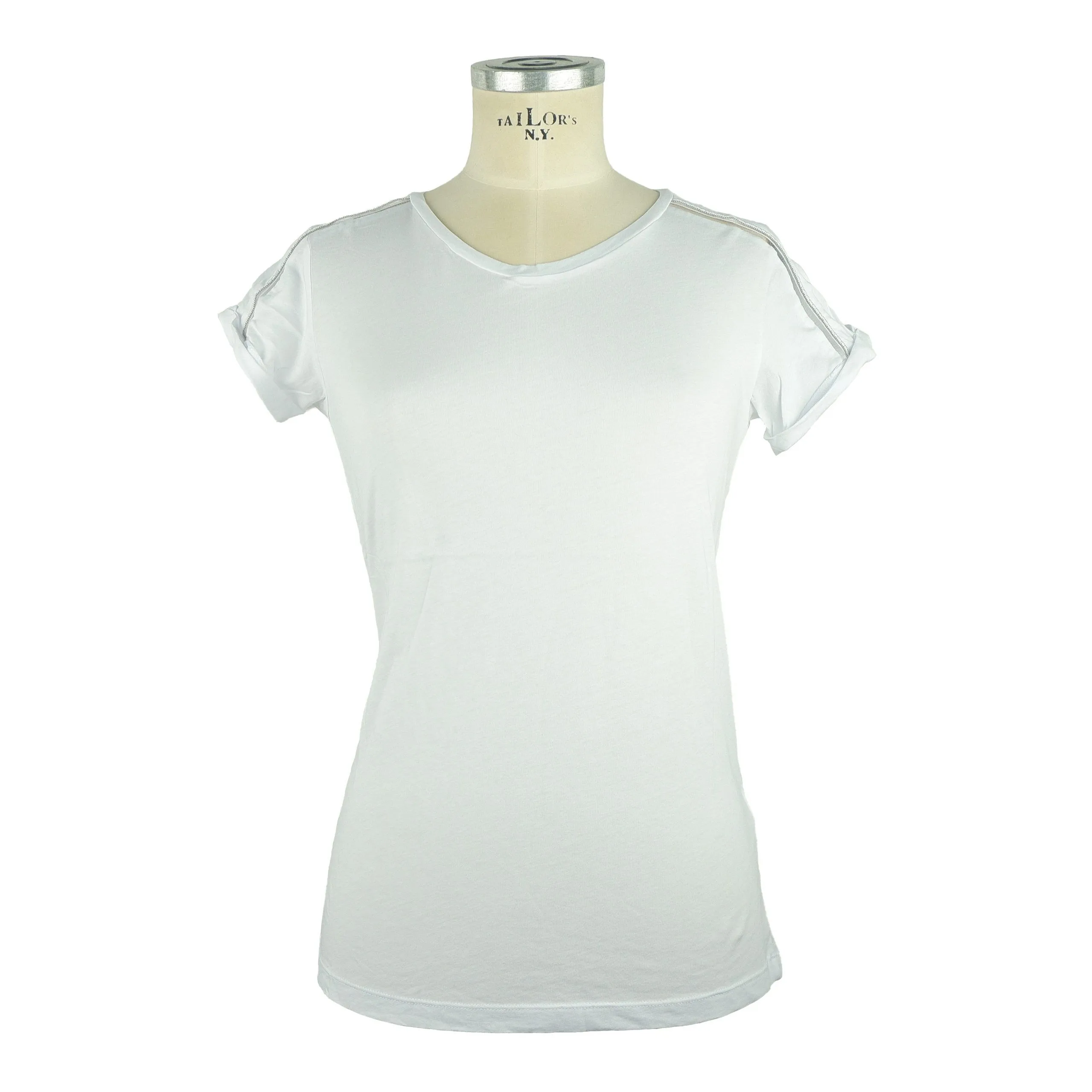 Patrizia Pepe Women's Chic Cotton-Linen Crew Neck Top with Embellishments