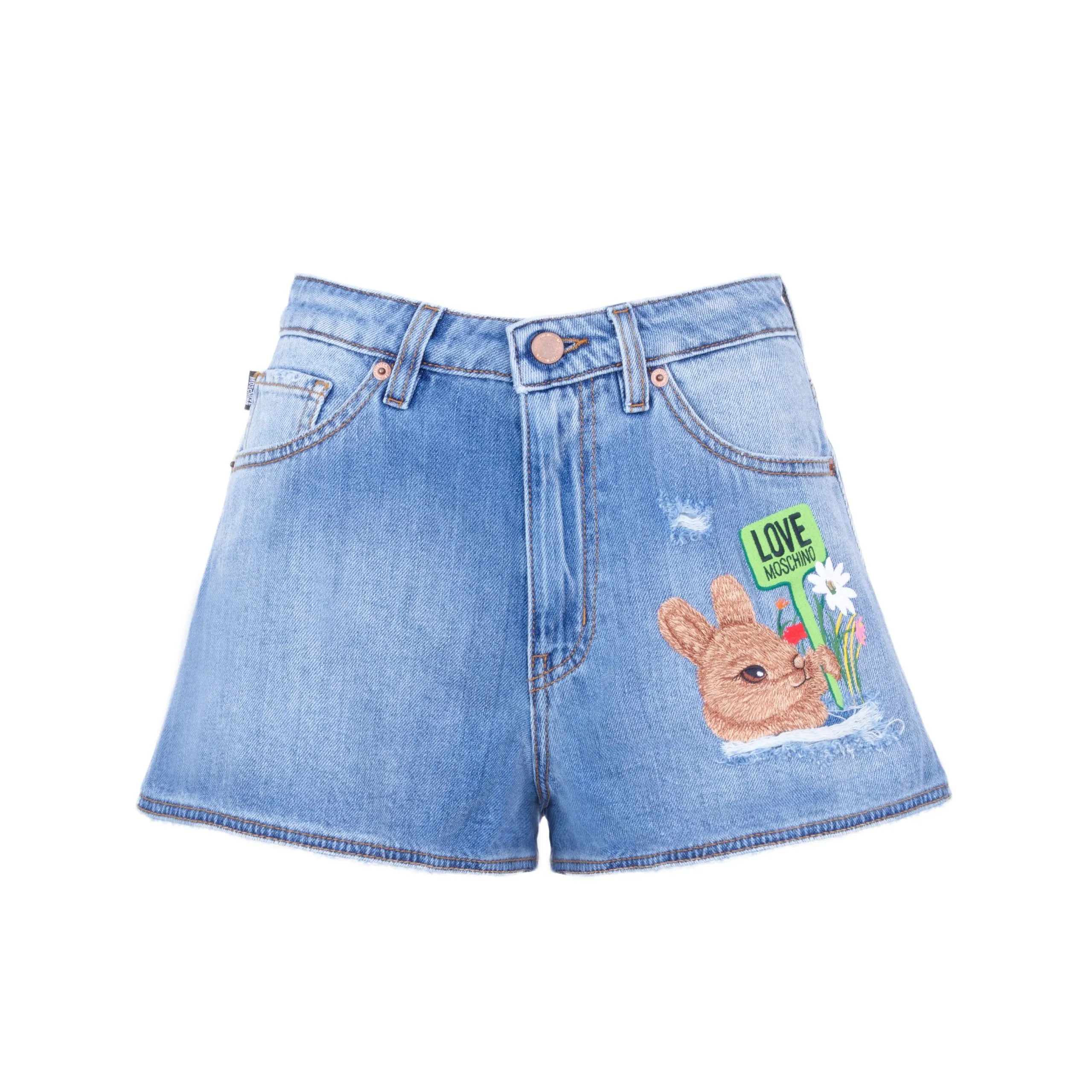 Blue Cotton Women Short
