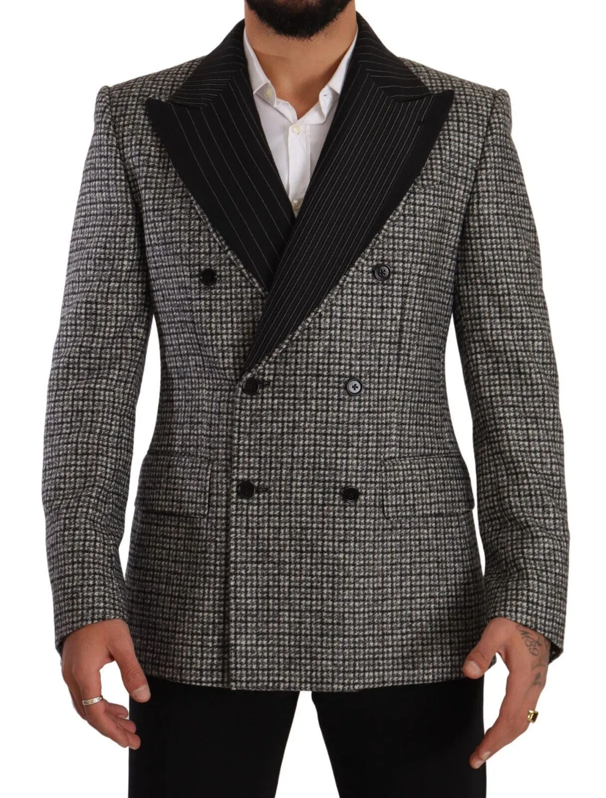 Dolce & Gabbana Men's Elegant Slim Fit Tweed Two-Button Blazer