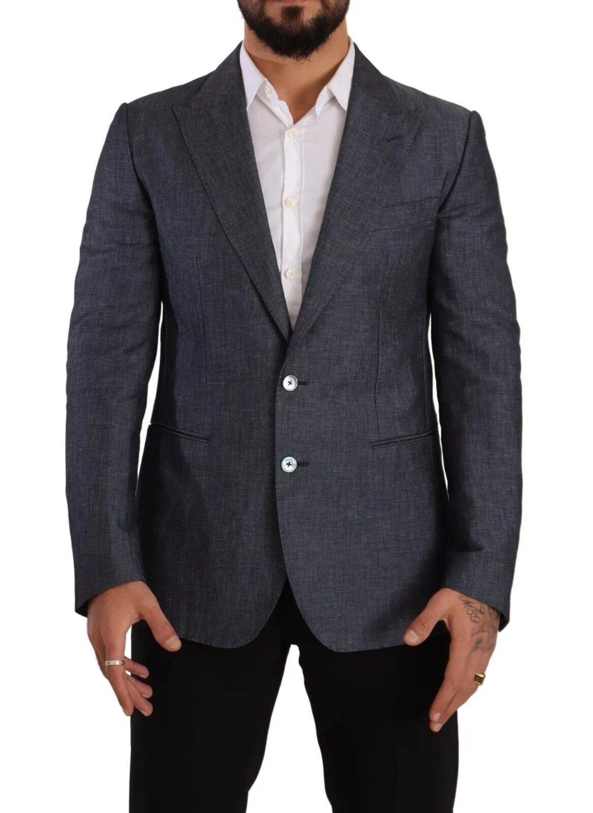 Dolce & Gabbana Men's Elegant Slim Fit Two-Button Blue Blazer