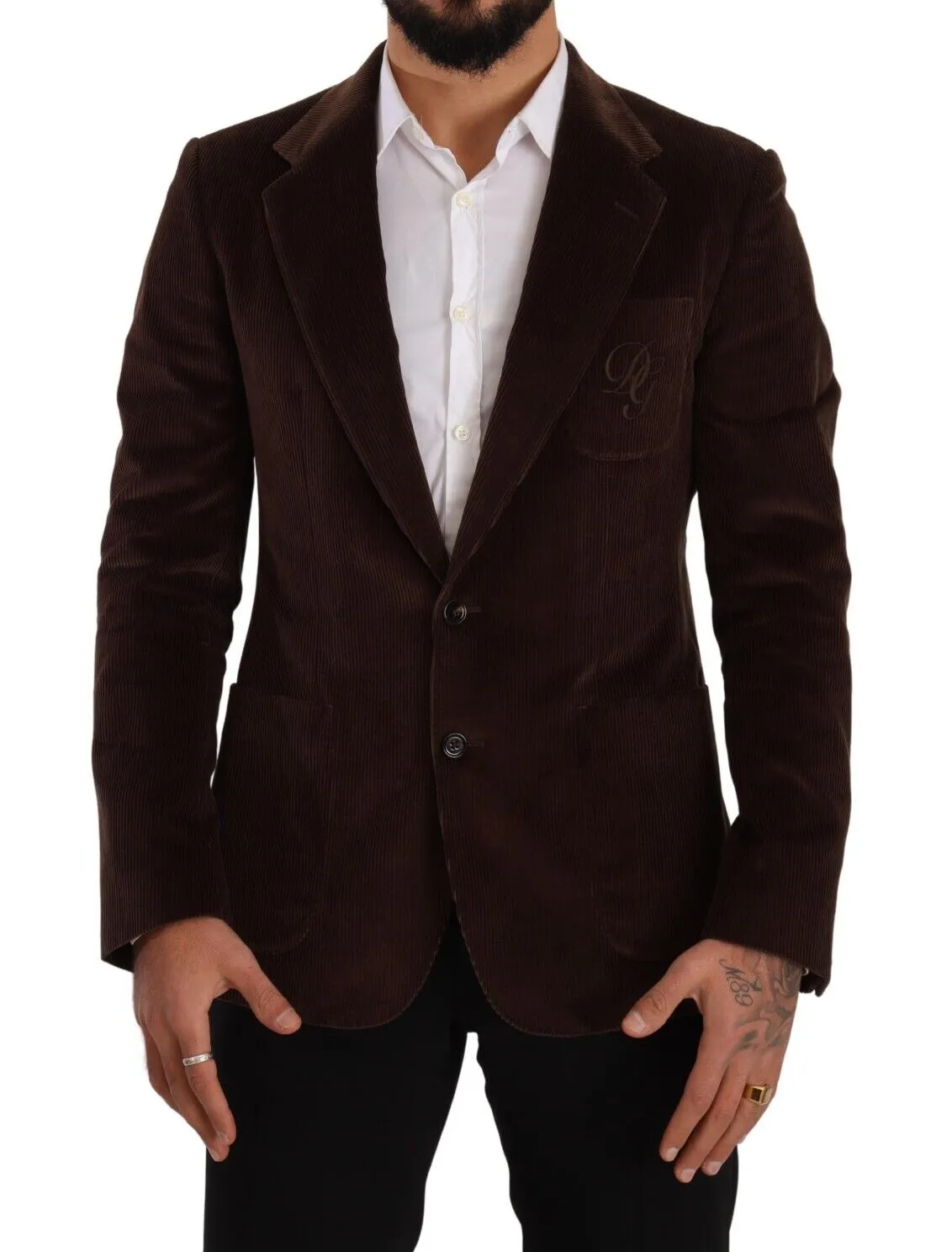 Dolce & Gabbana Men's Elegant Brown Corduroy Slim Fit Blazer