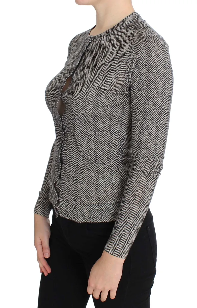 Dolce & Gabbana Women's Elegant Black and White Wool Cardigan