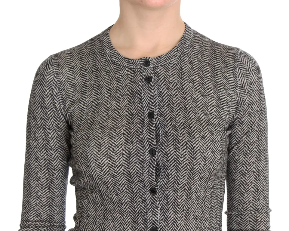 Dolce & Gabbana Women's Elegant Black and White Wool Cardigan